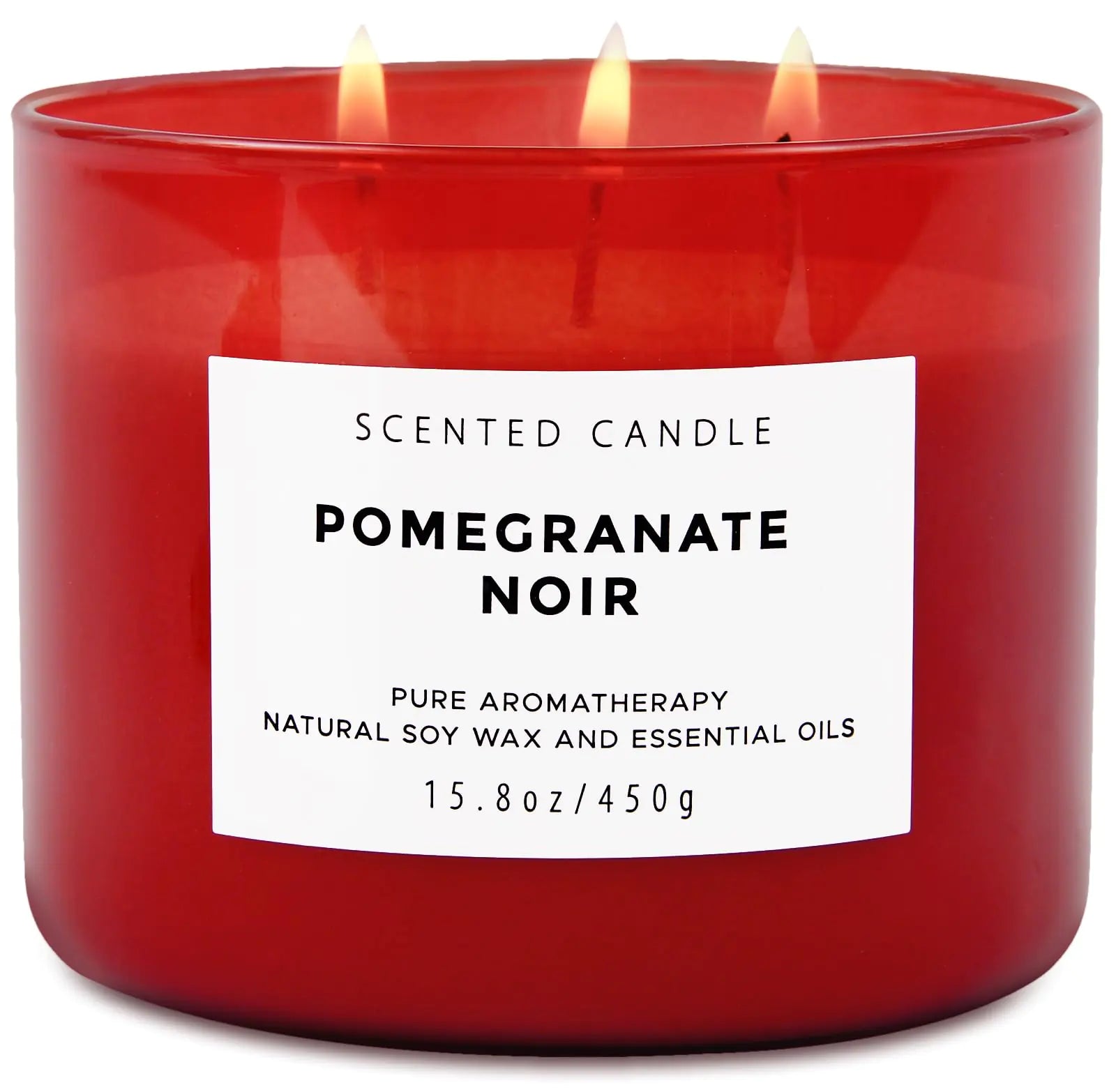 Pomegranate Noir 3 - Wick Scented Candle with Strawberry & Vanilla | Highly Scented Natural Soy Candle for Home & Office | Aromatherapy Stress Relief Candle | Luxury Winter Gift Candle for Women & Men - CHRISTOPHER RICHARDSON LIFESTYLE BOUTIQUE