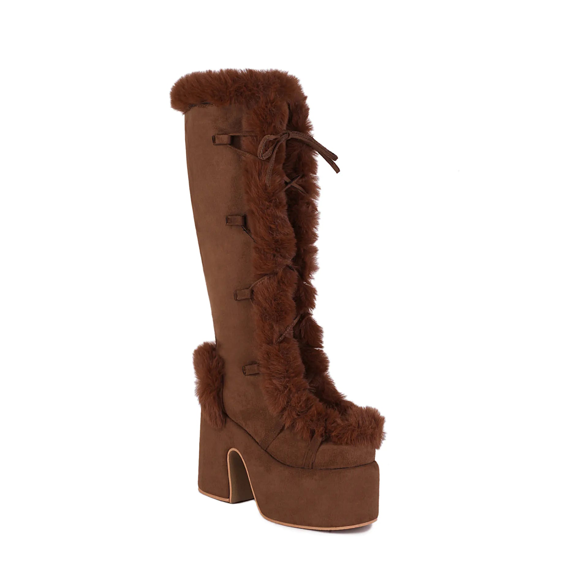 High Heel Women's Fur Platform Boots