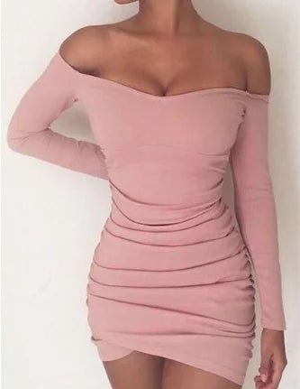Long Sleeve Off - Shoulder Ruched Bodycon Dress for Women - CHRISTOPHER RICHARDSON LIFESTYLE BOUTIQUE