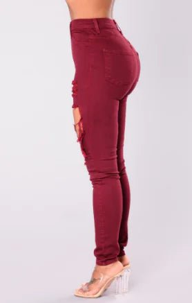 Women's Ripped Skinny Stretch Denim Jeans - CHRISTOPHER RICHARDSON LIFESTYLE BOUTIQUE