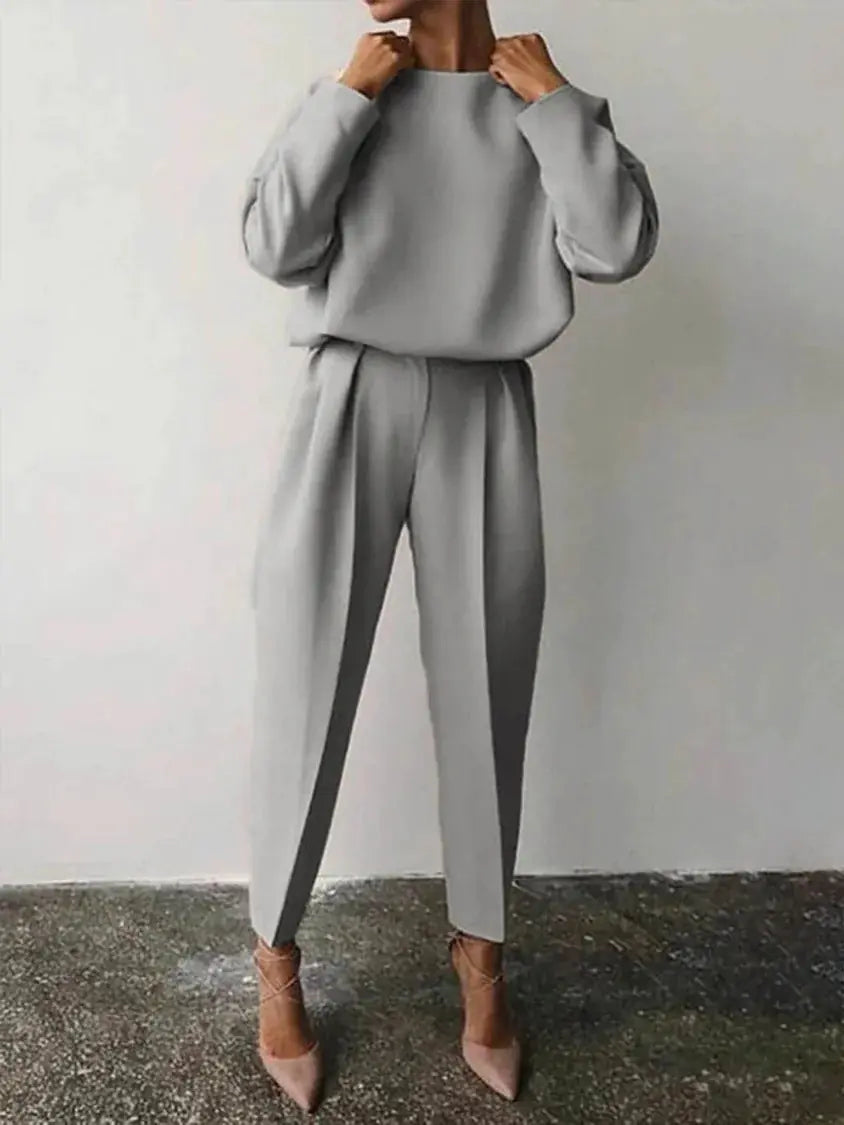 2020 Autumn Winter Gray Women's Fashion Suit Set