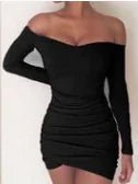 Long Sleeve Off - Shoulder Ruched Bodycon Dress for Women - CHRISTOPHER RICHARDSON LIFESTYLE BOUTIQUE