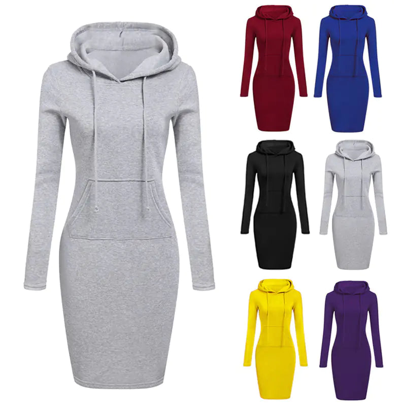 Autumn Winter Women's Hoodie with Pockets and Drawstrings