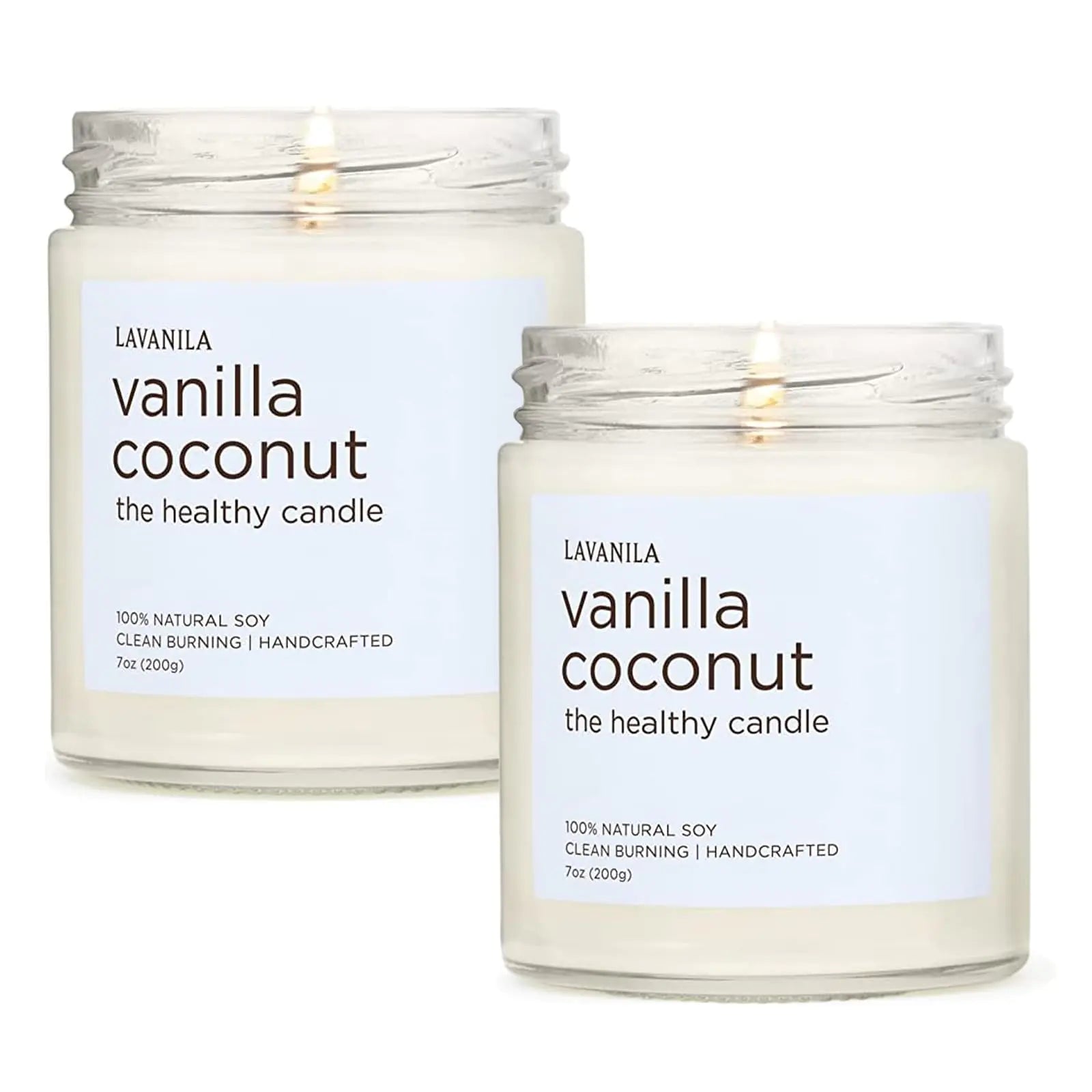 Lavanila Vanilla Coconut Scented Natural Soy Candle (2 - Pack) - Handcrafted Clean Burning 50 Hour Burn Time 7 oz Each - CHRISTOPHER RICHARDSON LIFESTYLE BOUTIQUE
