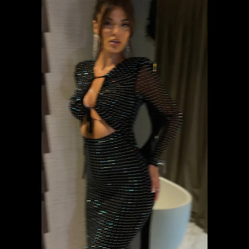 Colorful Sequins Dress with Sexy Cutout Straps