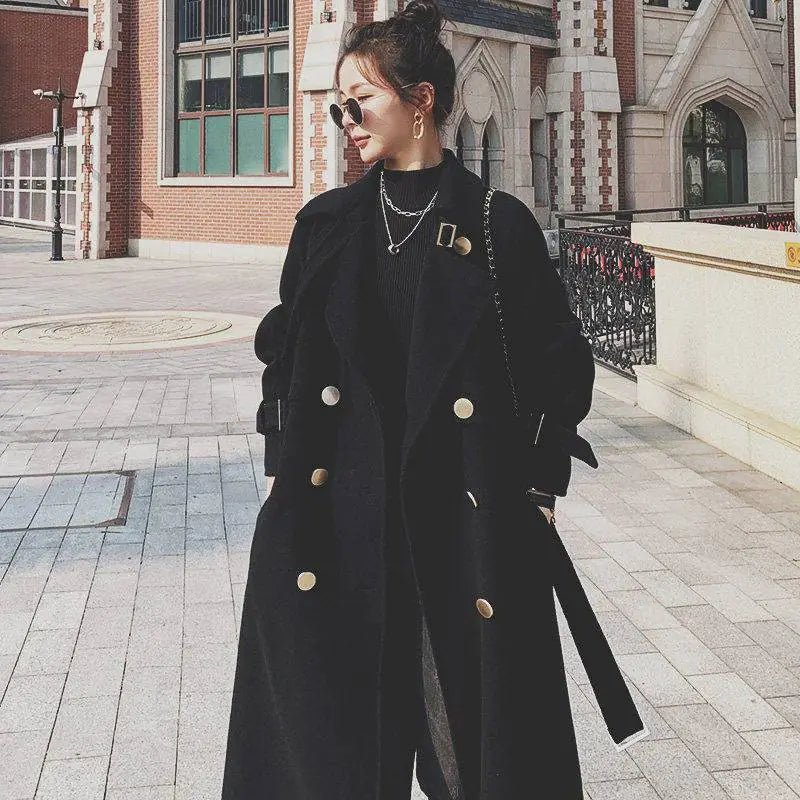 Mid - Length Women's Black Woolen Coat - CHRISTOPHER RICHARDSON LIFESTYLE BOUTIQUE