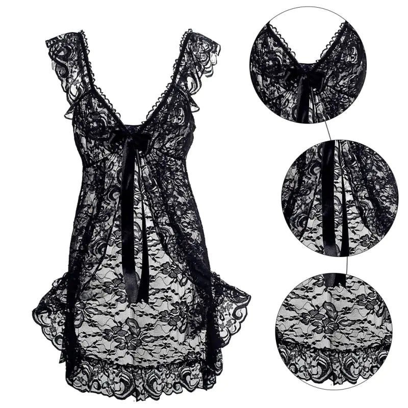 Plus Size Lace Lingerie Set with Sheer Nightgown - CHRISTOPHER RICHARDSON LIFESTYLE BOUTIQUE