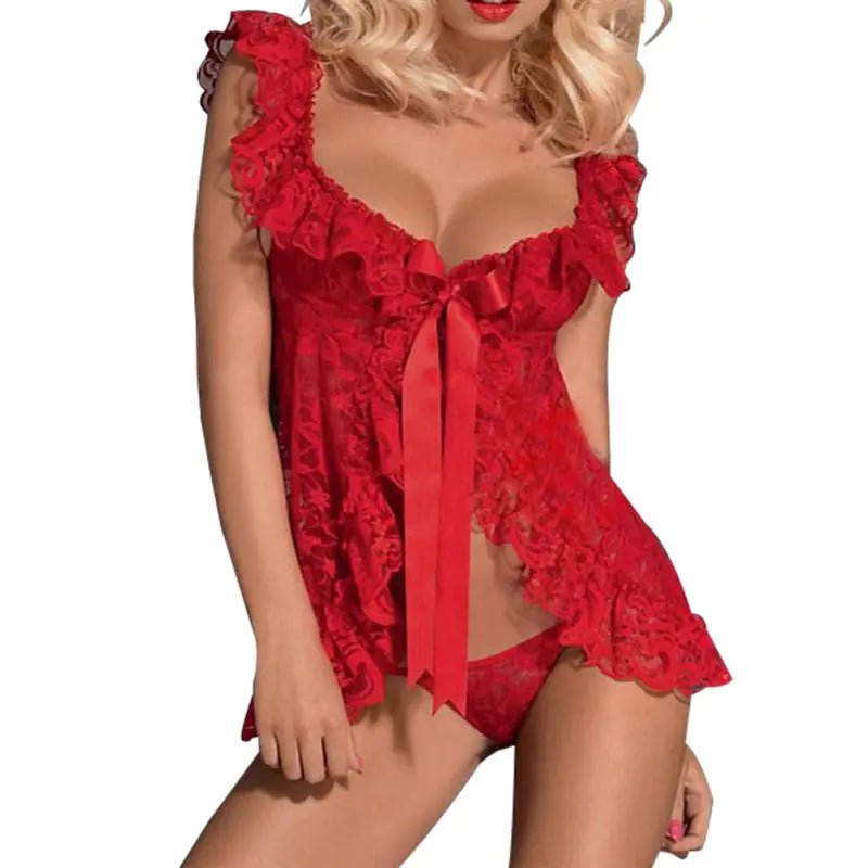 Plus Size Lace Lingerie Set with Sheer Nightgown - CHRISTOPHER RICHARDSON LIFESTYLE BOUTIQUE