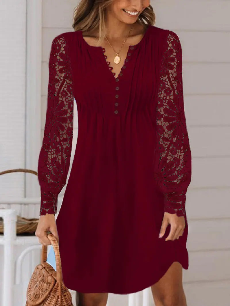 2023 Spring Summer Women's Lace Long Sleeve Dress