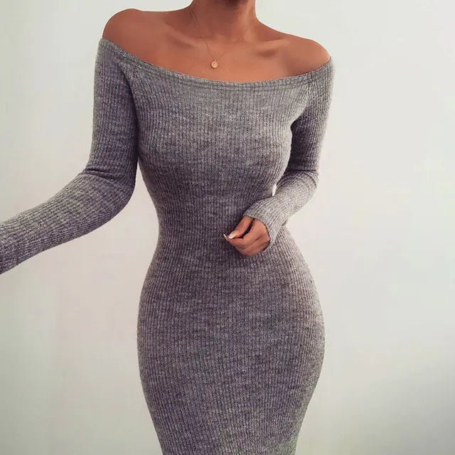 Off - Shoulder Long Sleeve Bodycon Dress for Women - CHRISTOPHER RICHARDSON LIFESTYLE BOUTIQUE