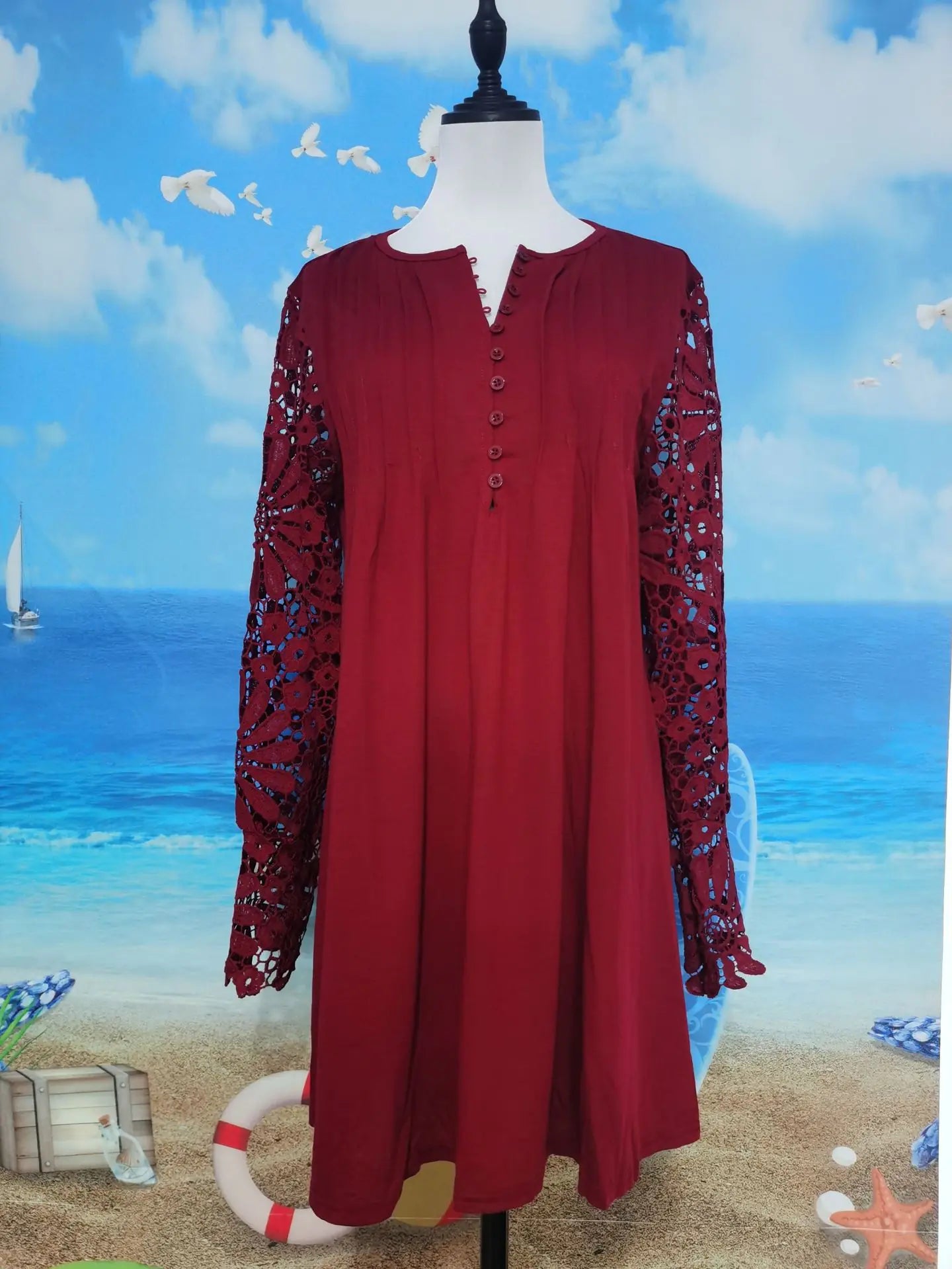 2023 Spring Summer Women's Lace Long Sleeve Dress