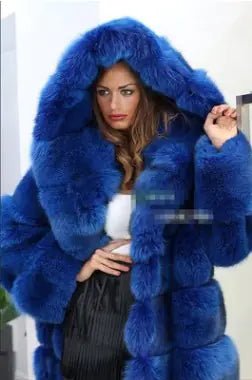 Imported Mink and Fox Coat in Blue Striped Design