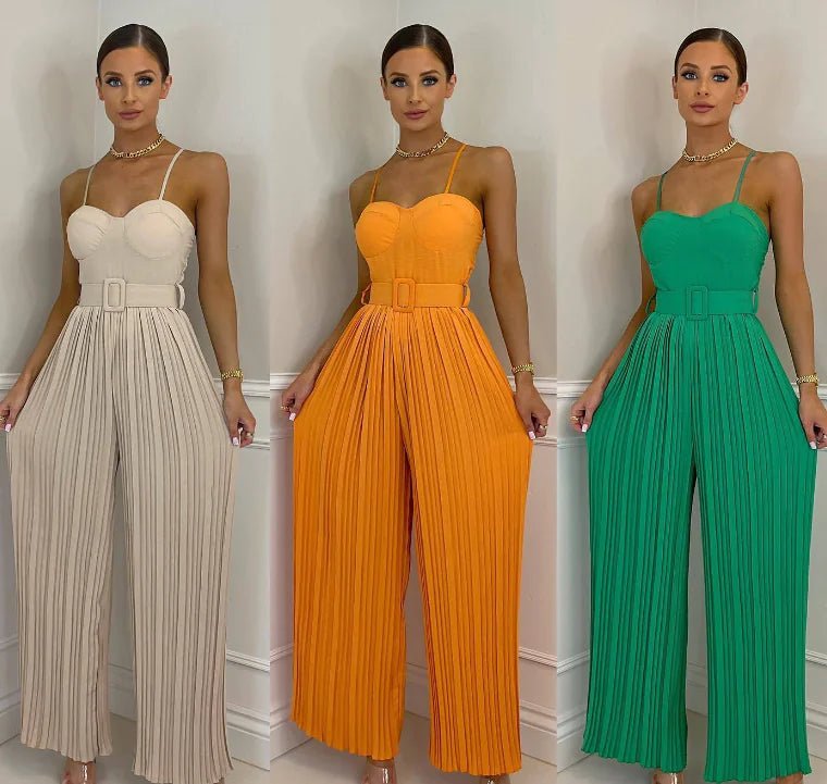 WOLFF - Stylish Sexy Jumpsuit with Belted Wide Legs - CHRISTOPHER RICHARDSON LIFESTYLE BOUTIQUE