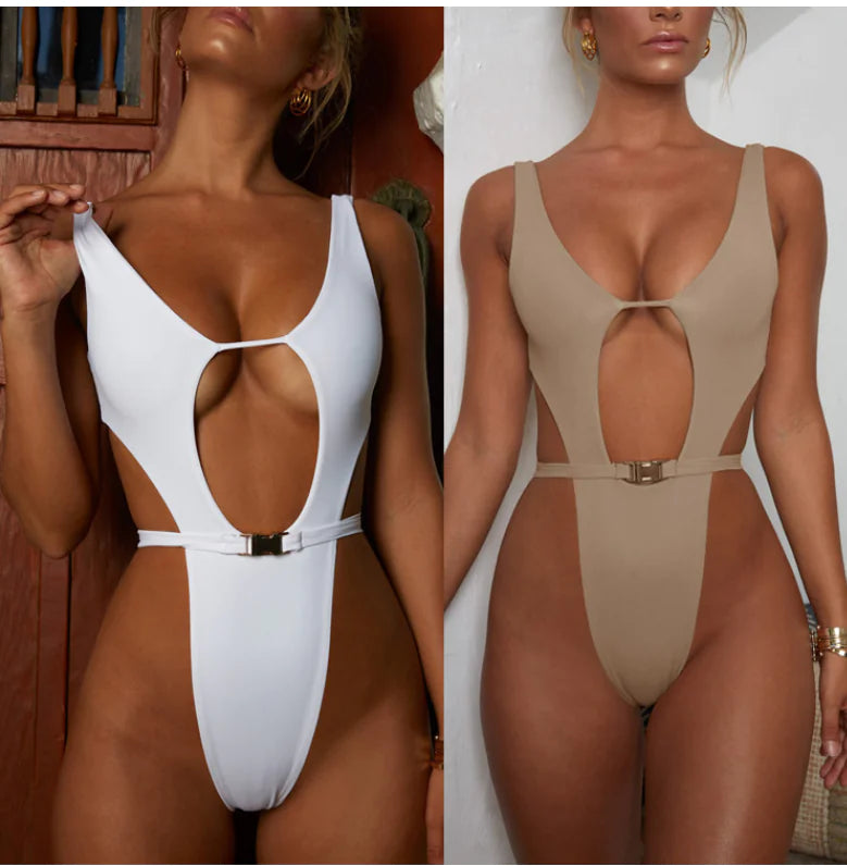 Sexy Triangle Waist Tie One-Piece Swimsuit SU1477