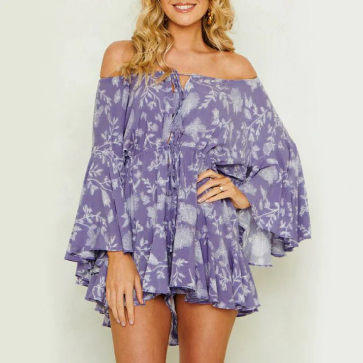 Off - Shoulder Fringe Tie Jumpsuit (Loose Fit) - CHRISTOPHER RICHARDSON LIFESTYLE BOUTIQUE