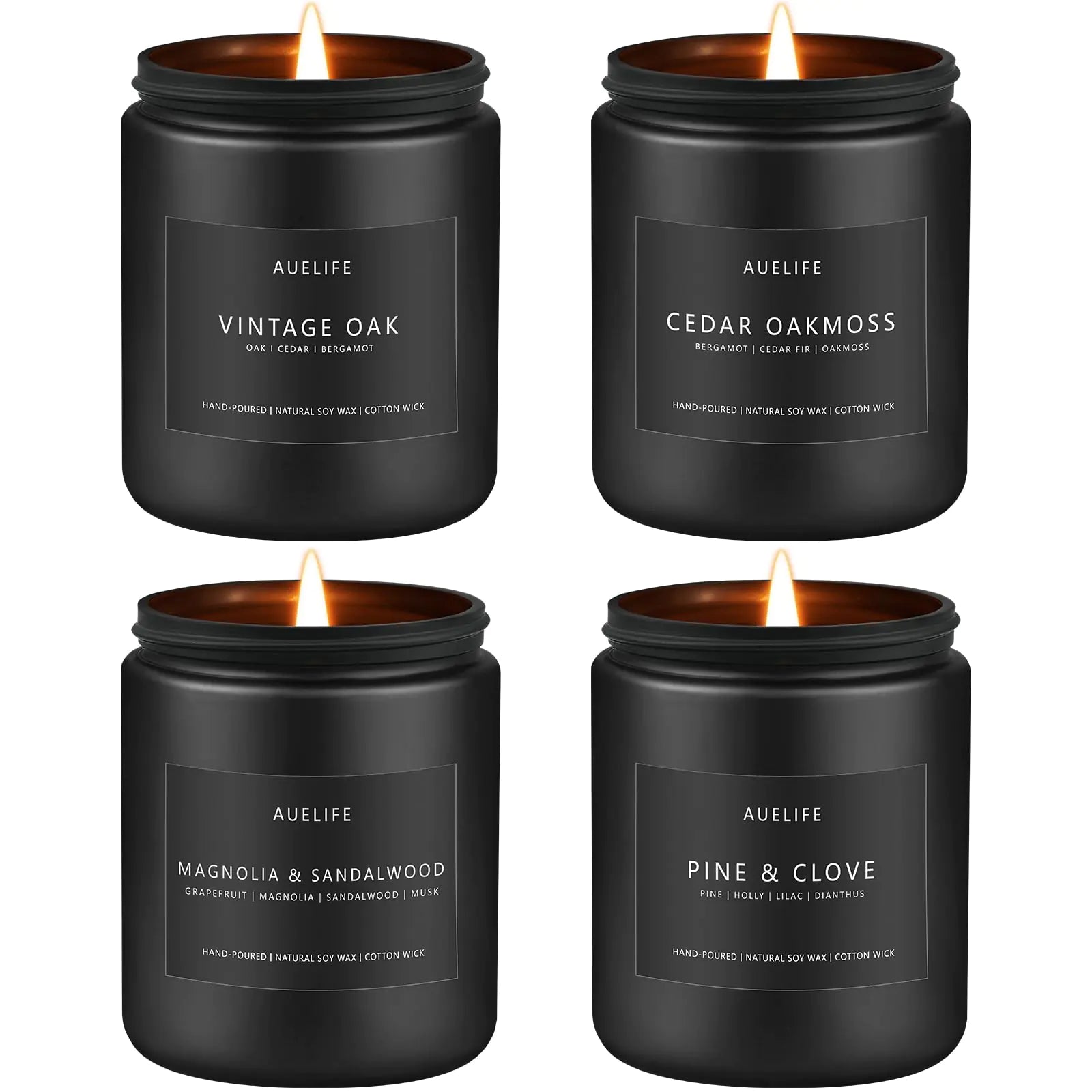 Scented Candles Set | Candle Gifts for Men - Soy Candles for Home Scented Masculine Candle - 4 Pack Aromatherapy Candle Scents of Vintage Oak/Magnolia & Sandalwood/Cedar Oakmoss/Pine & Clove - CHRISTOPHER RICHARDSON LIFESTYLE BOUTIQUE