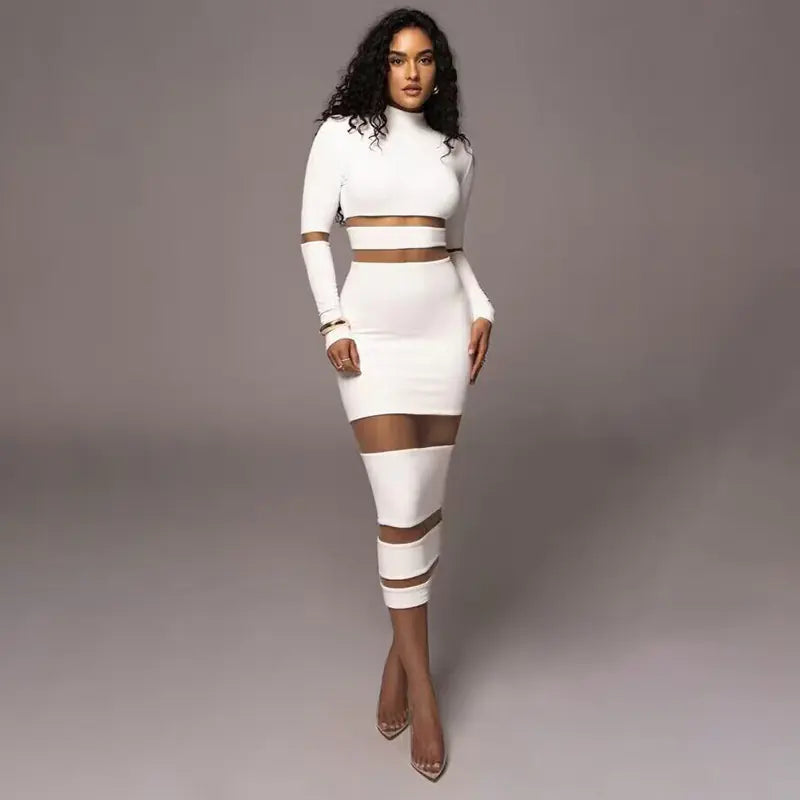 2023 Autumn Fashion Women's High Neck Maxi Dress