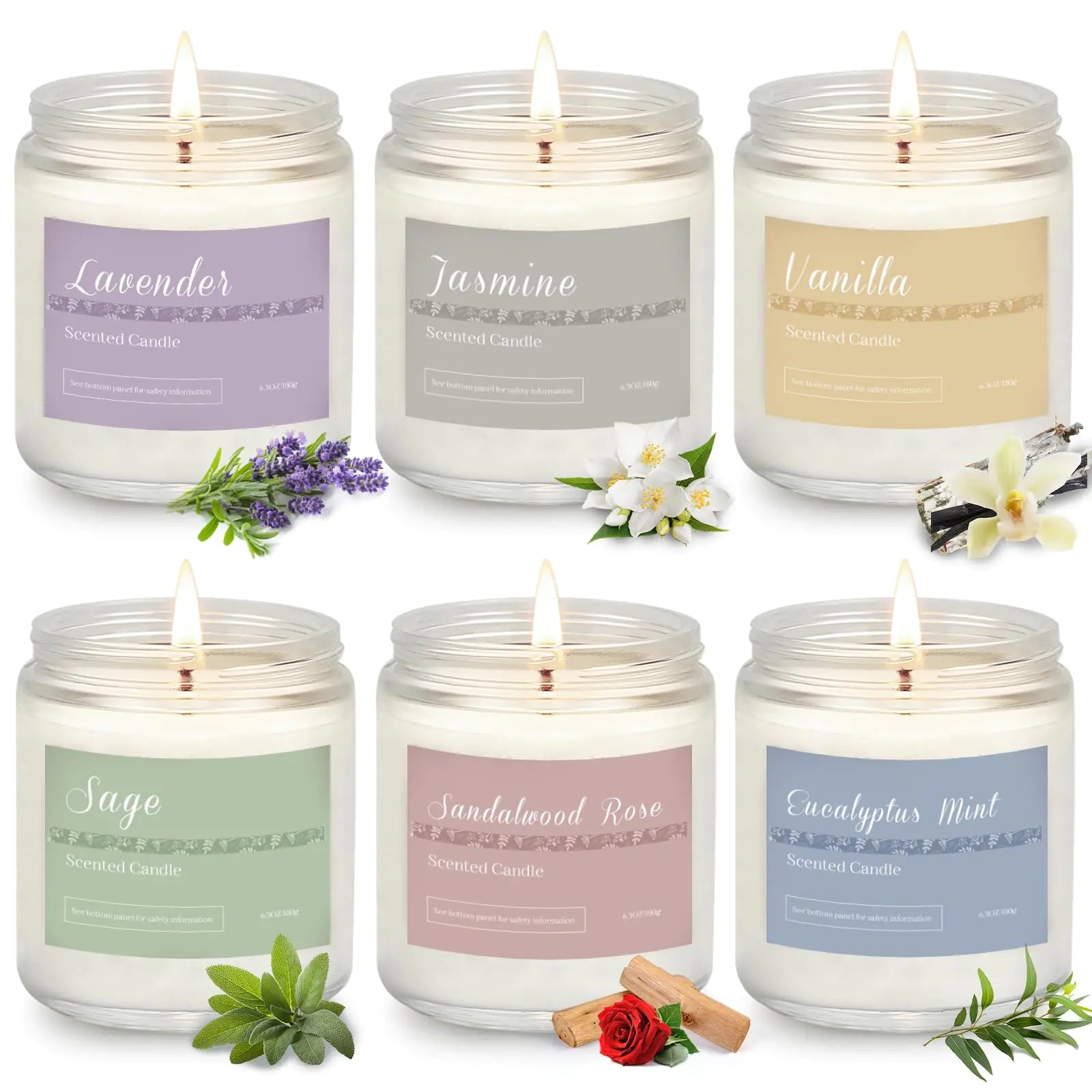 6 Pack Candles for Home Scented Aromatherapy Candles Gifts Set for Women Lavender Candle 37.8 oz 300 Hour Long Lasting Candles Stocking Stuffers Birthday Valentine Christmas Anniversary Present