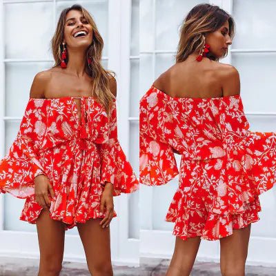 Off - Shoulder Fringe Tie Jumpsuit (Loose Fit) - CHRISTOPHER RICHARDSON LIFESTYLE BOUTIQUE