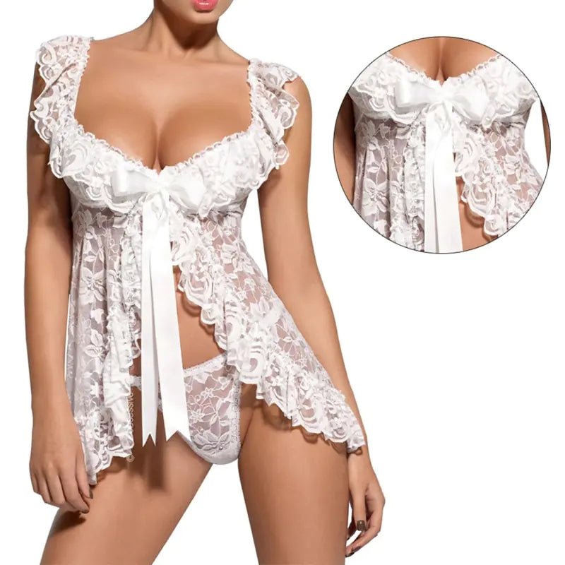Plus Size Lace Lingerie Set with Sheer Nightgown - CHRISTOPHER RICHARDSON LIFESTYLE BOUTIQUE