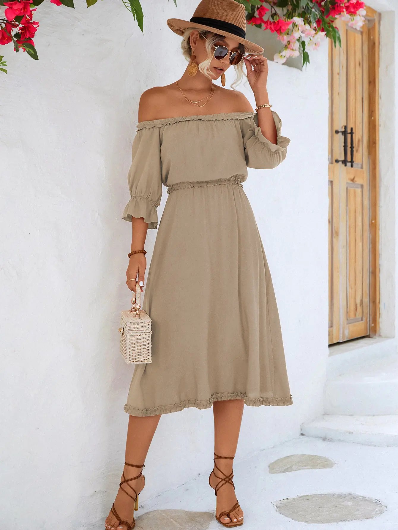 Ruffled Off - Shoulder Casual Dress for Women - CHRISTOPHER RICHARDSON LIFESTYLE BOUTIQUE