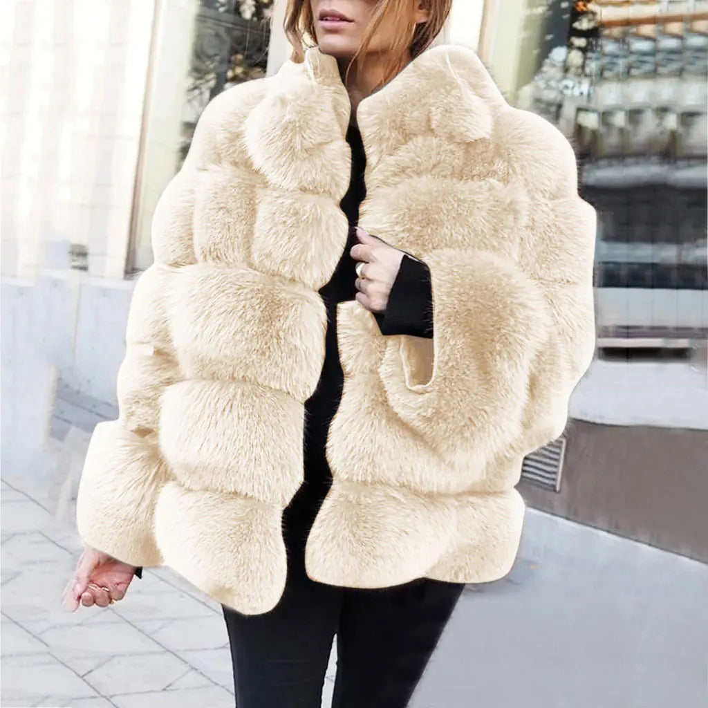 Faux Fur Women's Coat with Fox Fur Design (In Stock)