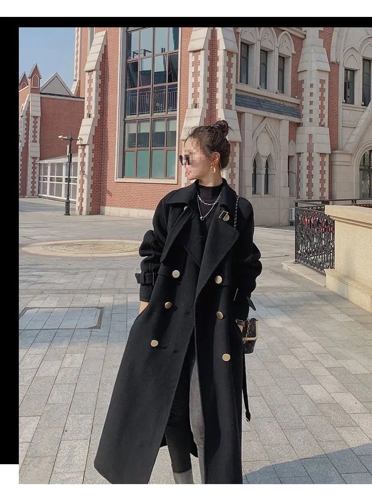 Mid - Length Women's Black Woolen Coat - CHRISTOPHER RICHARDSON LIFESTYLE BOUTIQUE