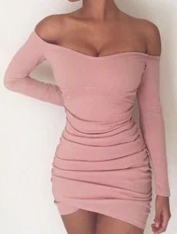 Long Sleeve Off - Shoulder Ruched Bodycon Dress for Women - CHRISTOPHER RICHARDSON LIFESTYLE BOUTIQUE