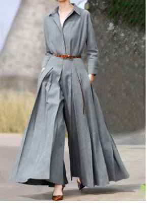 WOLFF Long Sleeve Pleated Jumpsuit (One Piece) - CHRISTOPHER RICHARDSON LIFESTYLE BOUTIQUE