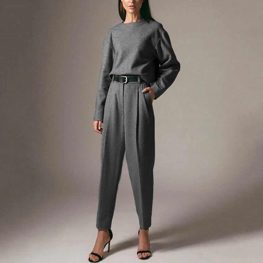 2020 Autumn Winter Gray Women's Fashion Suit Set