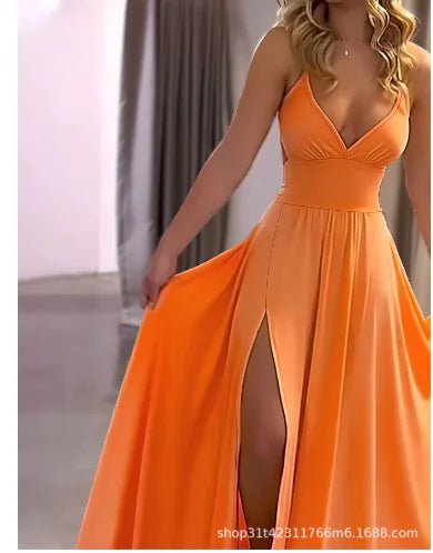 V - Neck Halter Backless Dress - CHRISTOPHER RICHARDSON LIFESTYLE BOUTIQUE