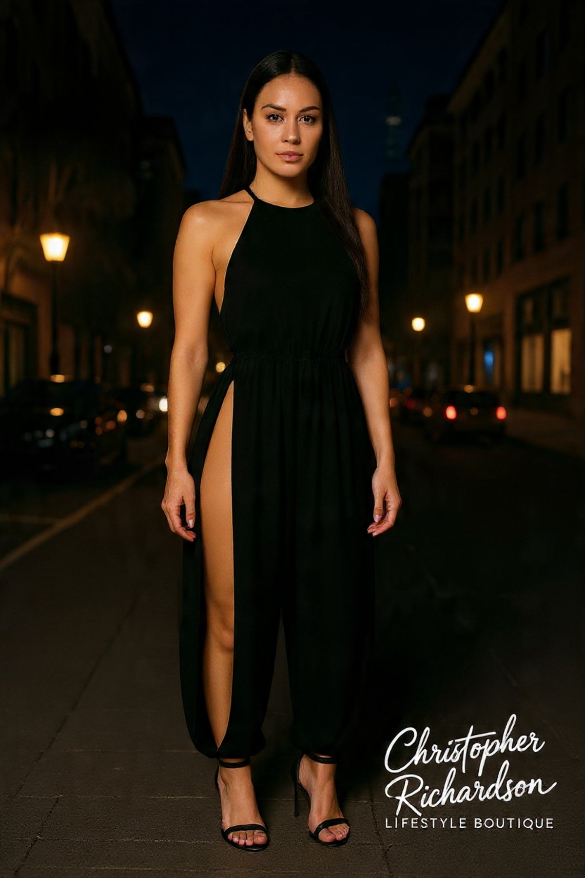 Women's Sexy Halter Jumpsuit with Belt (One Set) - CHRISTOPHER RICHARDSON LIFESTYLE BOUTIQUE