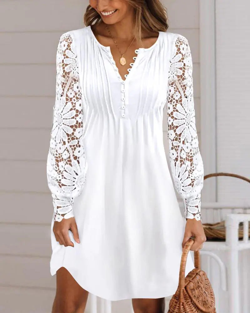 2023 Spring Summer Women's Lace Long Sleeve Dress