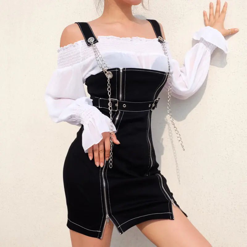 High Waist Dress with Chain Design for Women