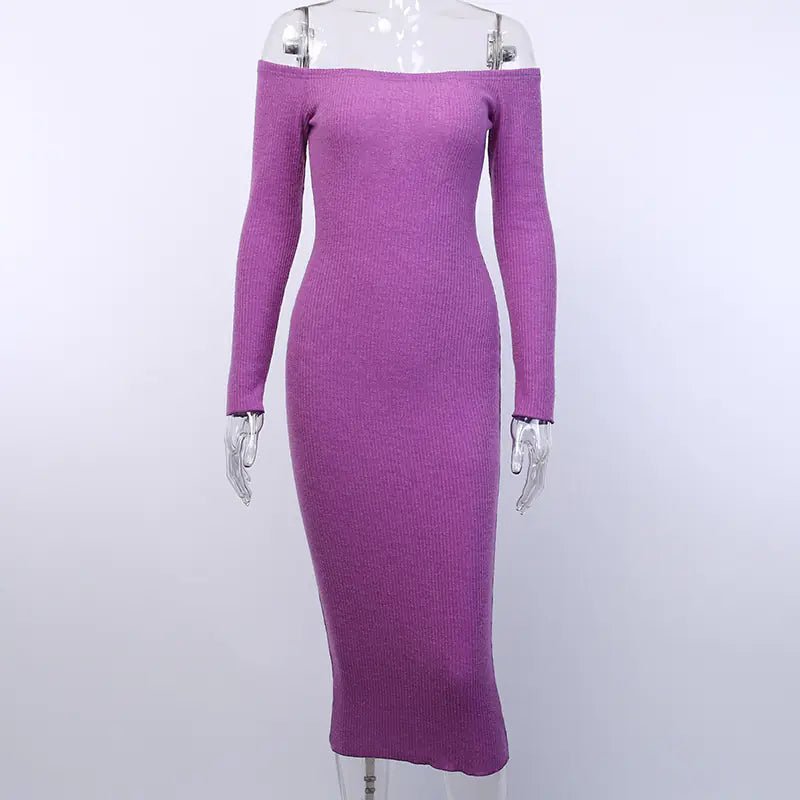 Off - Shoulder Long Sleeve Bodycon Dress for Women - CHRISTOPHER RICHARDSON LIFESTYLE BOUTIQUE