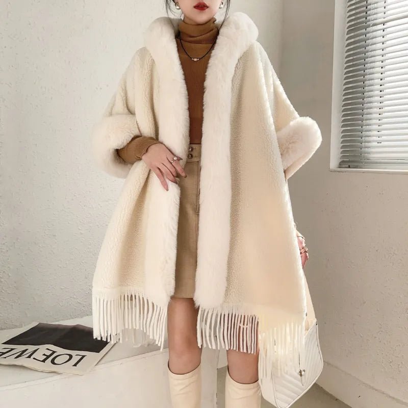 Plaid Printed Poncho With Fur Collar - CHRISTOPHER RICHARDSON LIFESTYLE BOUTIQUE
