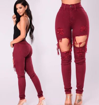 Women's Ripped Skinny Stretch Denim Jeans - CHRISTOPHER RICHARDSON LIFESTYLE BOUTIQUE