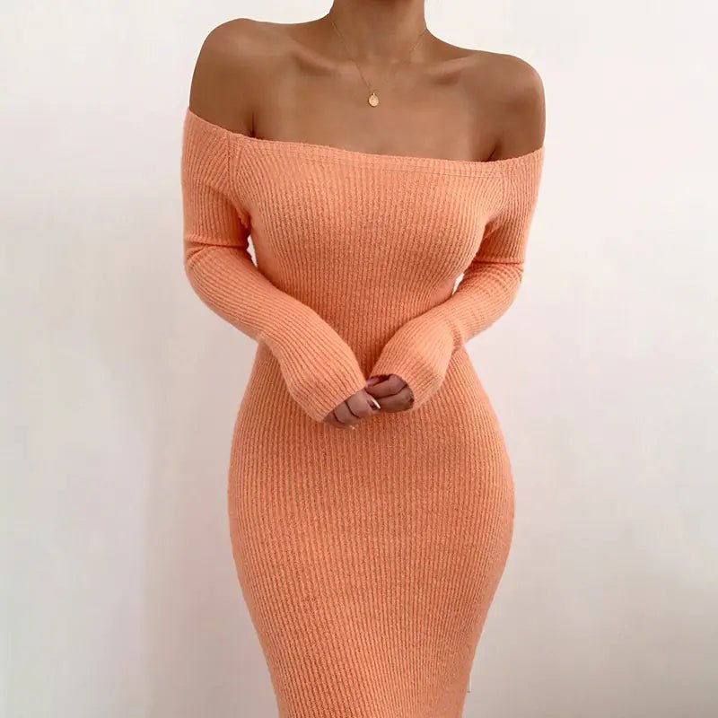 Off - Shoulder Long Sleeve Bodycon Dress for Women - CHRISTOPHER RICHARDSON LIFESTYLE BOUTIQUE