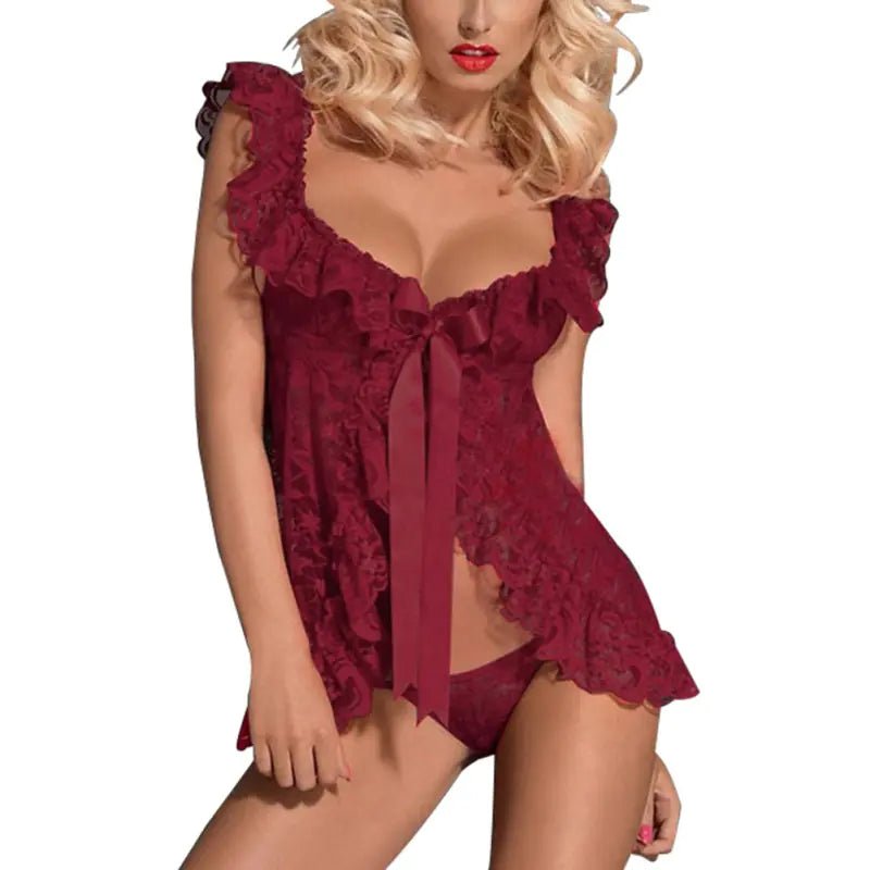 Plus Size Lace Lingerie Set with Sheer Nightgown - CHRISTOPHER RICHARDSON LIFESTYLE BOUTIQUE