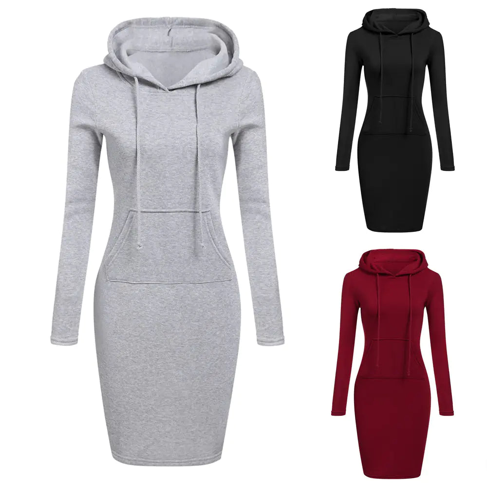 Autumn Winter Women's Hoodie with Pockets and Drawstrings