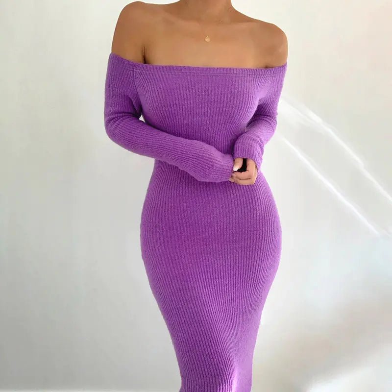 Off - Shoulder Long Sleeve Bodycon Dress for Women - CHRISTOPHER RICHARDSON LIFESTYLE BOUTIQUE