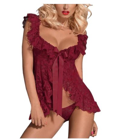 Plus Size Lace Lingerie Set with Sheer Nightgown - CHRISTOPHER RICHARDSON LIFESTYLE BOUTIQUE