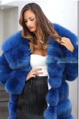 Imported Mink and Fox Coat in Blue Striped Design