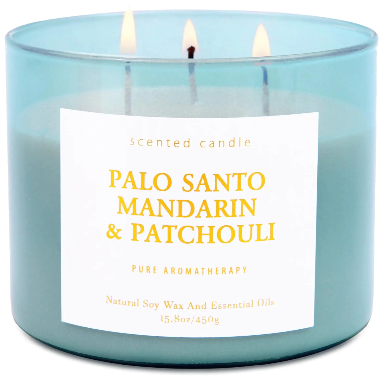 Palo Santo Mandarin Patchouli Candle - 3 Wick Highly Scented Candles for Home - Natural Soy Candle Large 15.8 oz - Warm & Relaxing Home Scent Candle for Men & Women - Aromatherapy Stress Relief Candle - CHRISTOPHER RICHARDSON LIFESTYLE BOUTIQUE