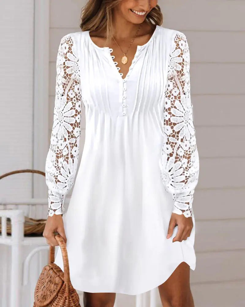 2023 Spring Summer Women's Lace Long Sleeve Dress